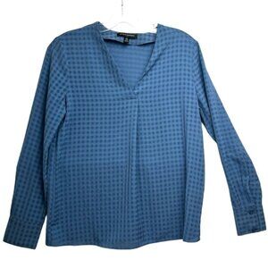 Banana Republic Check Lightweight Drape SemiSheer V Flowy Blouse Top Tunic Shirt